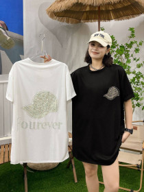 تیشرت نگین دوزی پشت و رو کار شده زنانه کد 417666