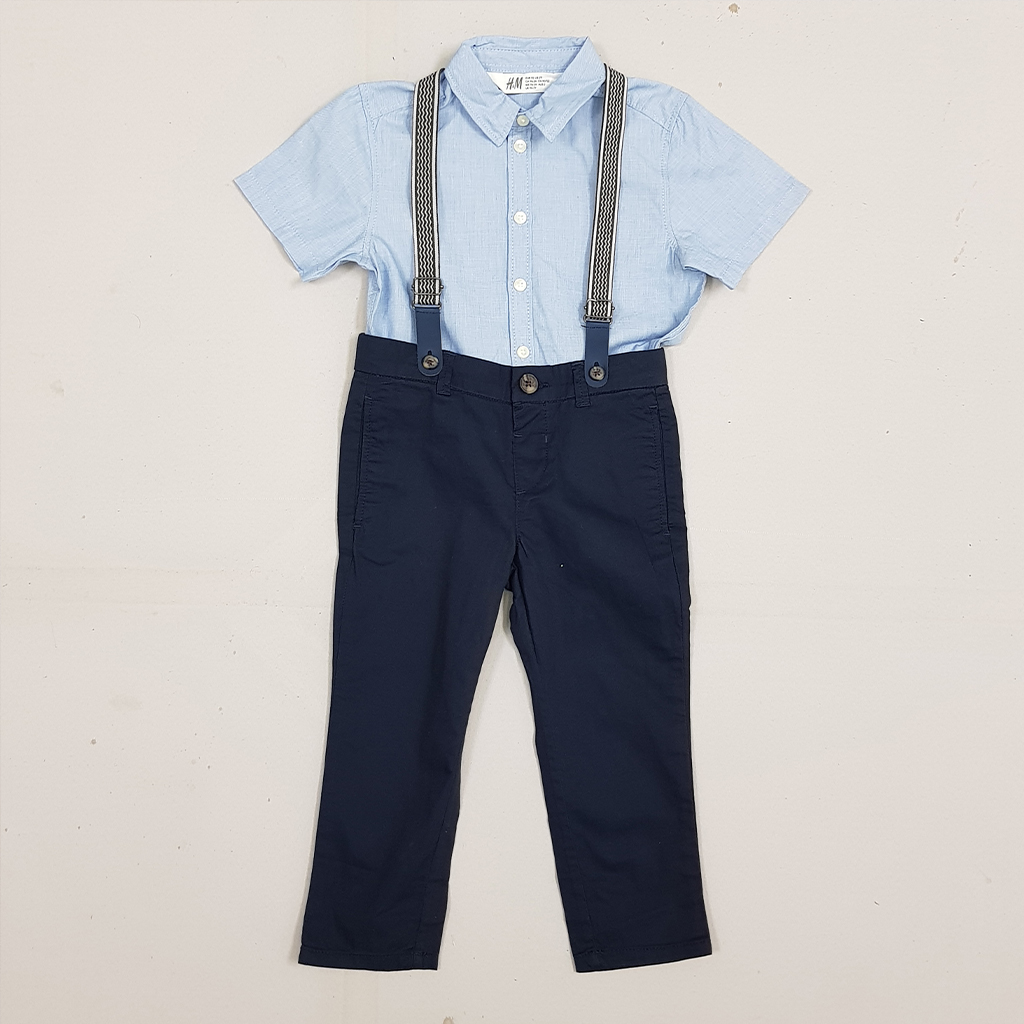 ست پیراهن و شلوار ساسبندار پسرانه 28439 سایز 1.5 تا 10 سال مارک H&M