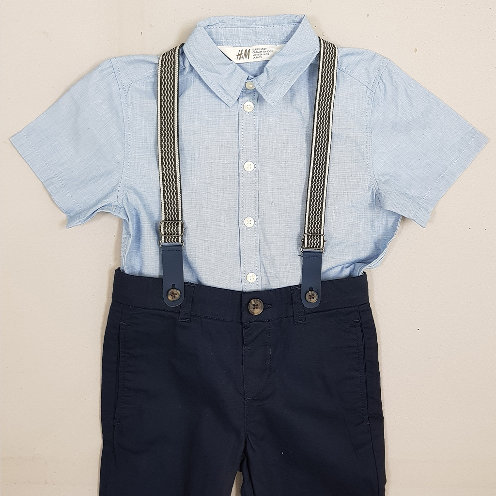 ست پیراهن و شلوار ساسبندار پسرانه 28439 سایز 1.5 تا 10 سال مارک H&M