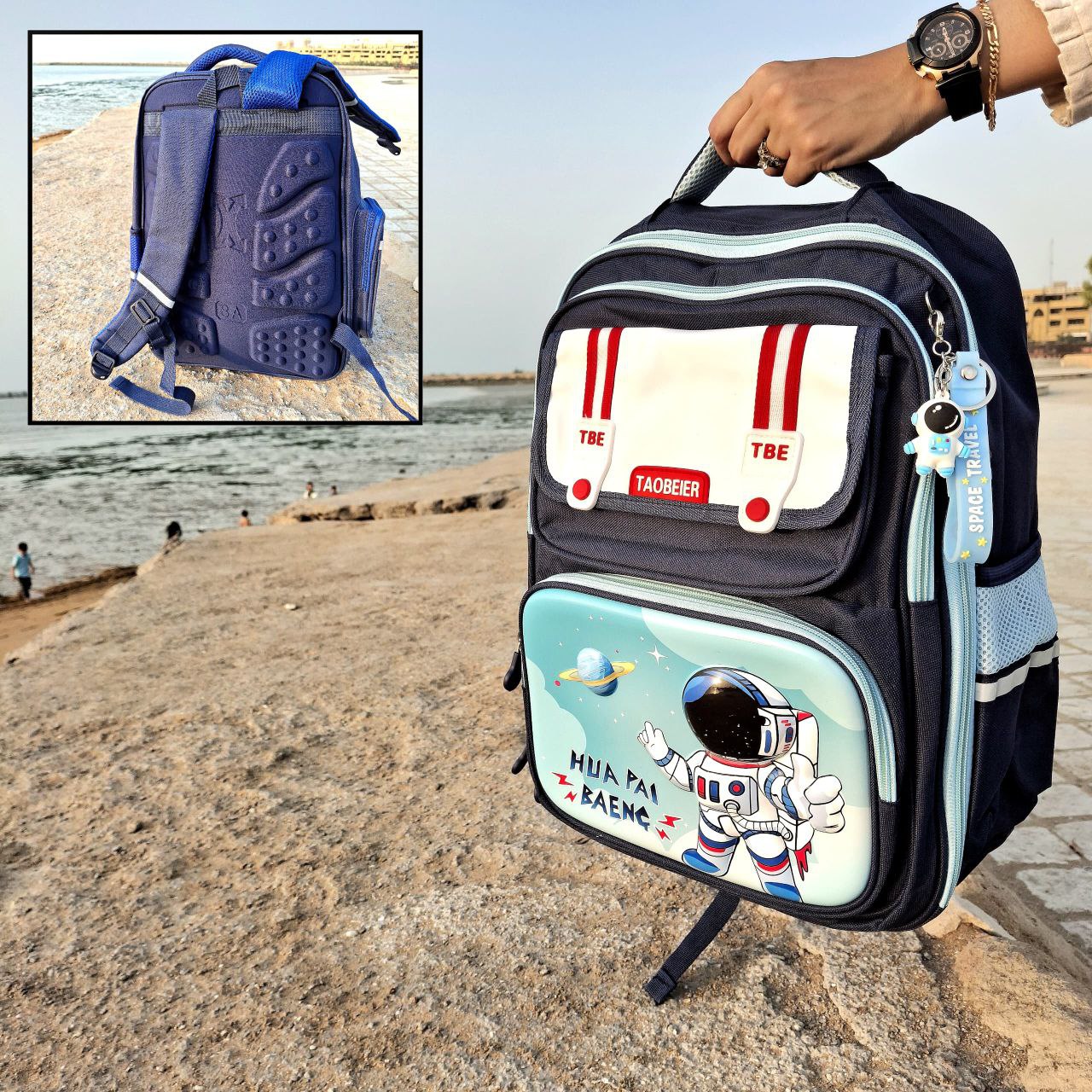 کوله مدارس همراه با آویز و 1عدد کاور ایرپاد کد 418025