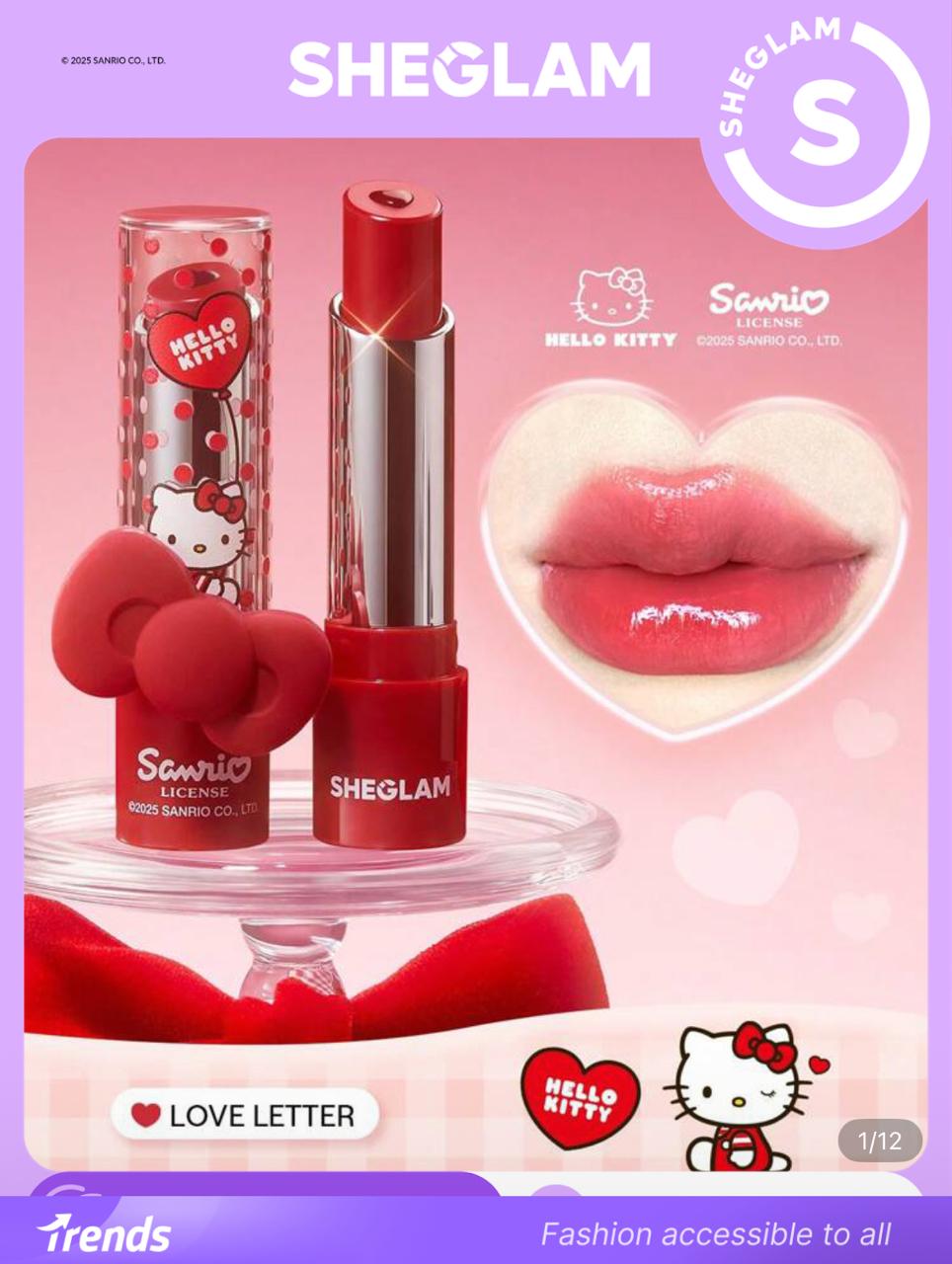 رژ لب جامد آبرسان هلو کیتی شیگلم Hello Kitty｜SHEGLAM Be My Baby Hydrating Lipstick کد 2587