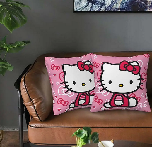 2 عدد کاور کوسن طرح‌دار صورتی هلو کیتی برند سانریو (SANRIO) کد 2610