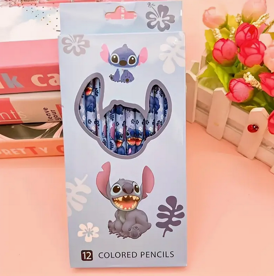 بسته 12 تایی مداد رنگی طرح استیچ (stitch) کد 2636