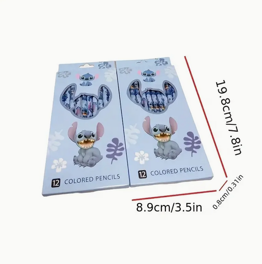 بسته 12 تایی مداد رنگی طرح استیچ (stitch) کد 2636