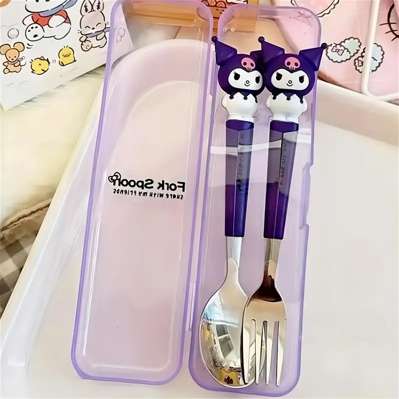 سرویس قاشق و چنگال استیل طرح (Kuromi) کد 2537