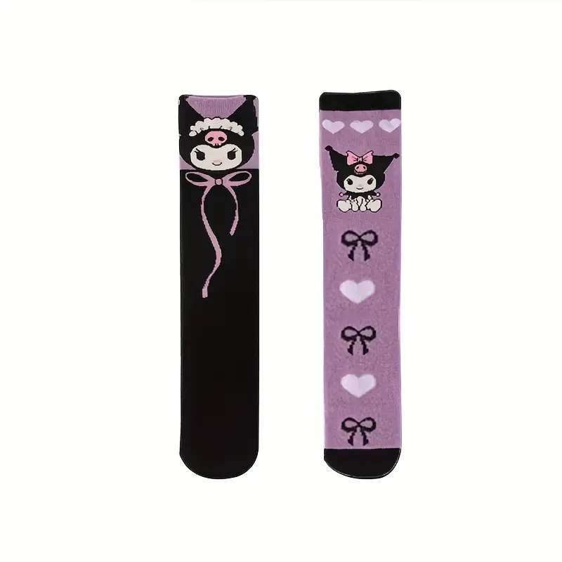 بسته 4 جفتی جوراب ساق بلند دخترانه طرح (Kuromi) کد 2547 (32-12-107)