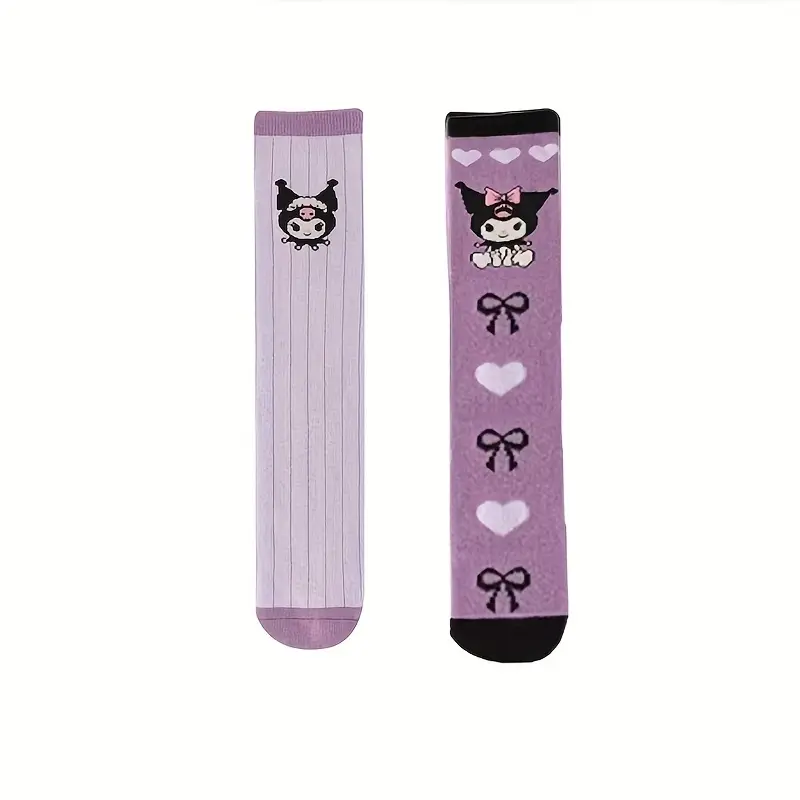 بسته 4 جفتی جوراب ساق بلند دخترانه طرح (Kuromi) کد 2547 (32-12-107)