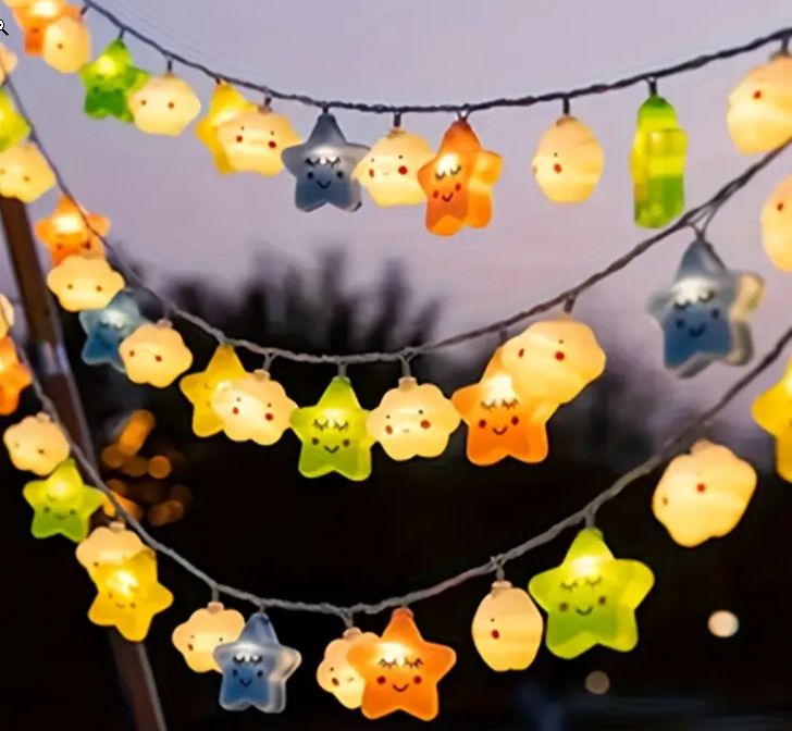 چراغ رشته‌ای LED ستاره‌ای چند رنگ مخلوط کد 3012 (31-10-73)