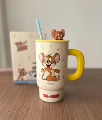 ماگ فانتزی طرح جری (Tom & Jerry) با درب عروسکی سیلیکونی کد 3099 (45 34 839)