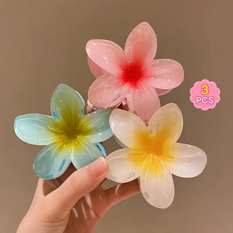 گیره موی گل ژله‌ای پلومریا ۳ عددی کد 3141 (74-8.26-105)