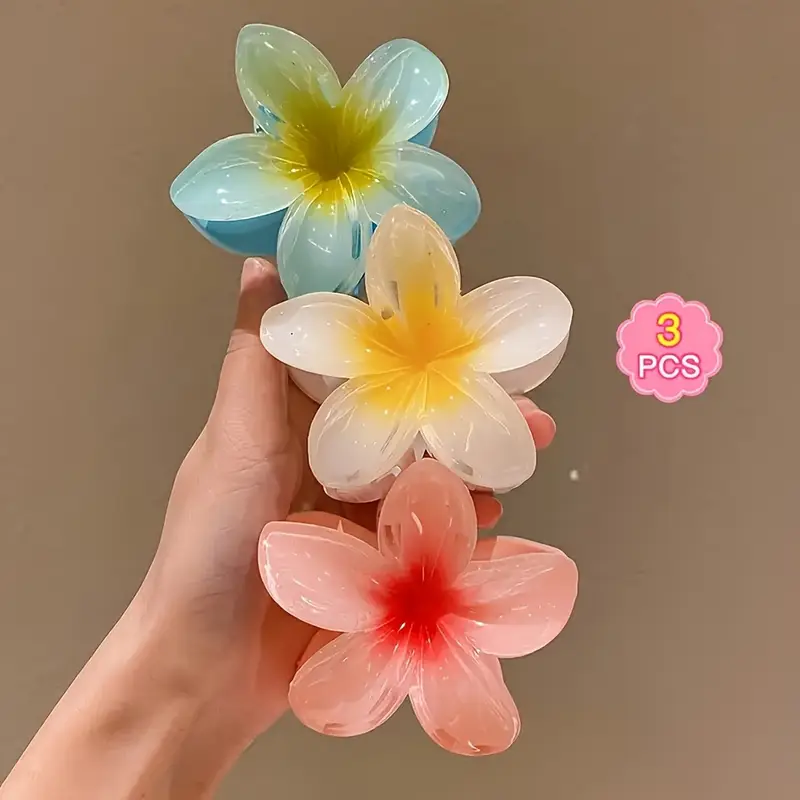 گیره موی گل ژله‌ای پلومریا ۳ عددی کد 3141 (74-8.26-105)