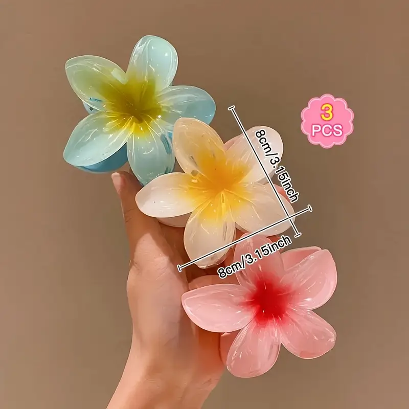 گیره موی گل ژله‌ای پلومریا ۳ عددی کد 3141 (74-8.26-105)