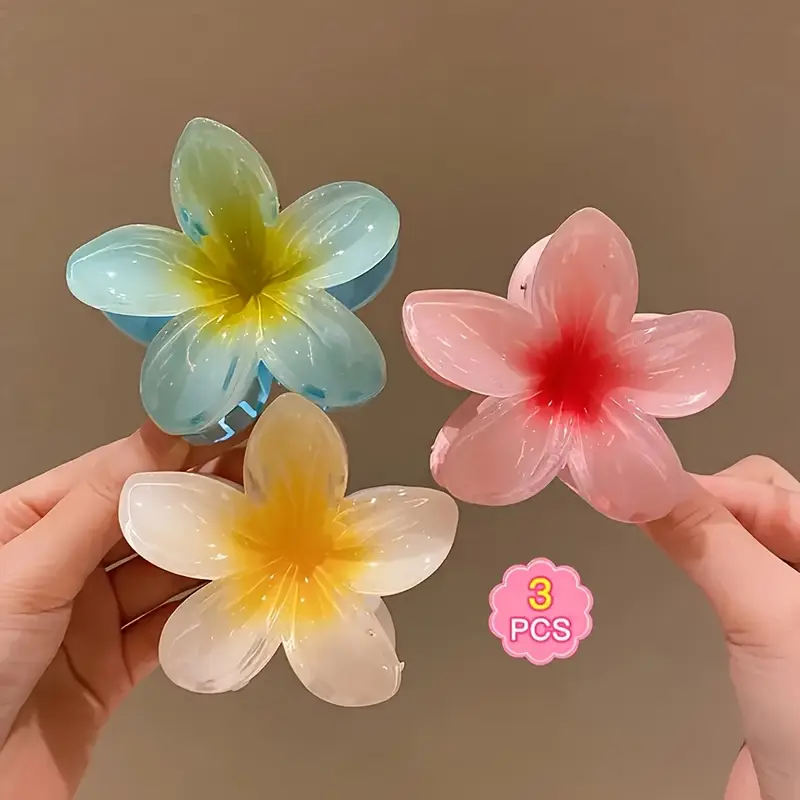 گیره موی گل ژله‌ای پلومریا ۳ عددی کد 3141 (74-8.26-105)