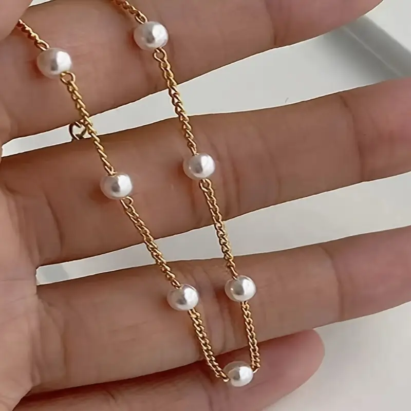 دستبند زنجیری مهره‌ای زنانه کد 3152 (44 4.97 50)