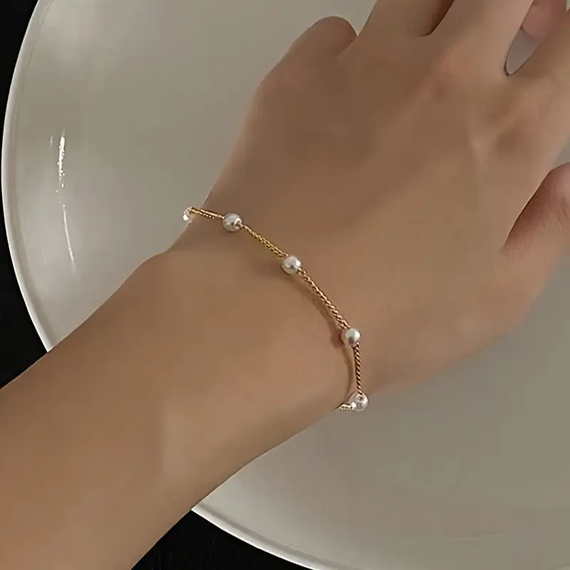 دستبند زنجیری مهره‌ای زنانه کد 3152 (44 4.97 50)