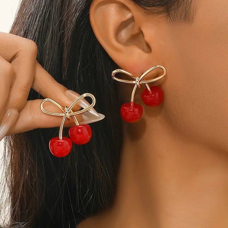 گوشواره زنانه طرح گیلاس کد 3157 (78 7.09 50)