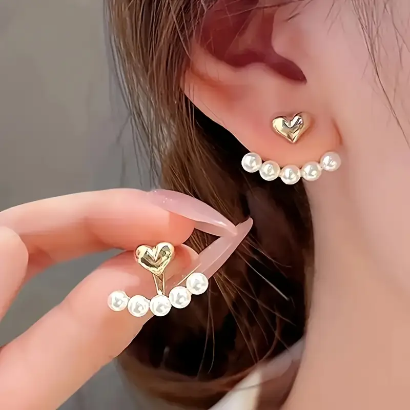 گوشواره مروارید زنانه طرح قلب کد 3166 (21 4.26 50)