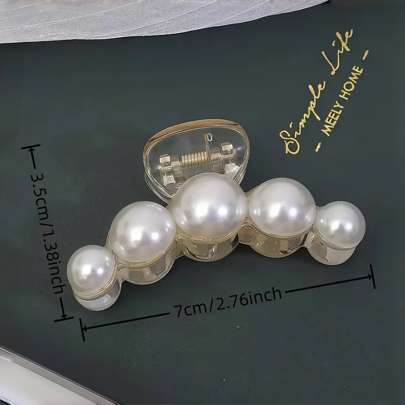 گیره موی پنجه‌ای مروارید مصنوعی سفید کد 3167 (52 4.85 50)