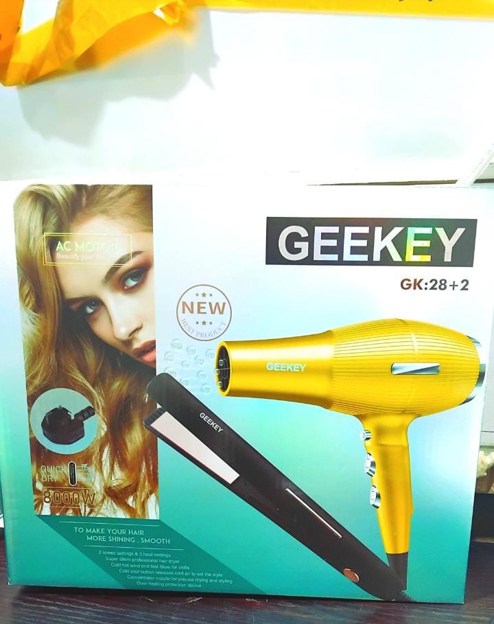 سشوار و اتو مو حرفه‌ای GEEKEY کد 3284