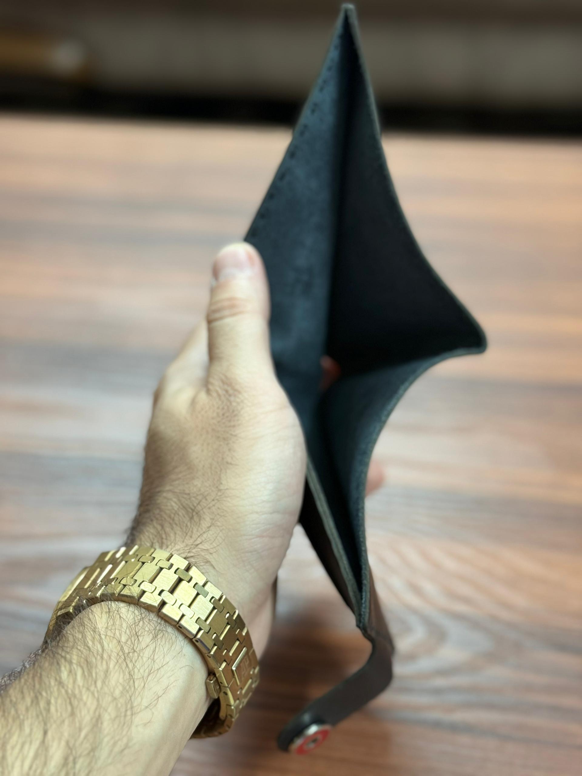 کیف پول چرم طبیعی دست ساز کد 1041