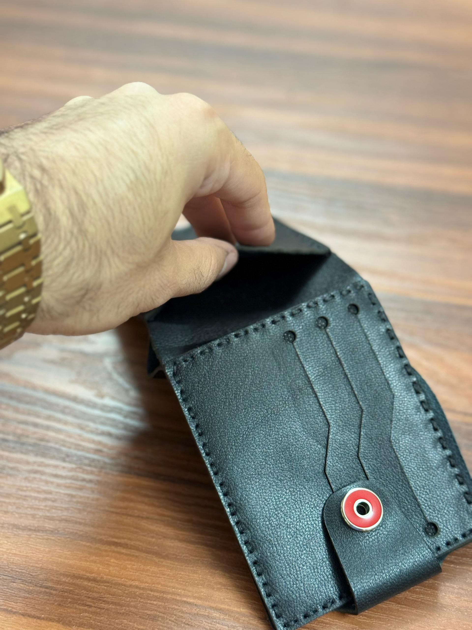 کیف پول چرم طبیعی دست ساز کد 1041