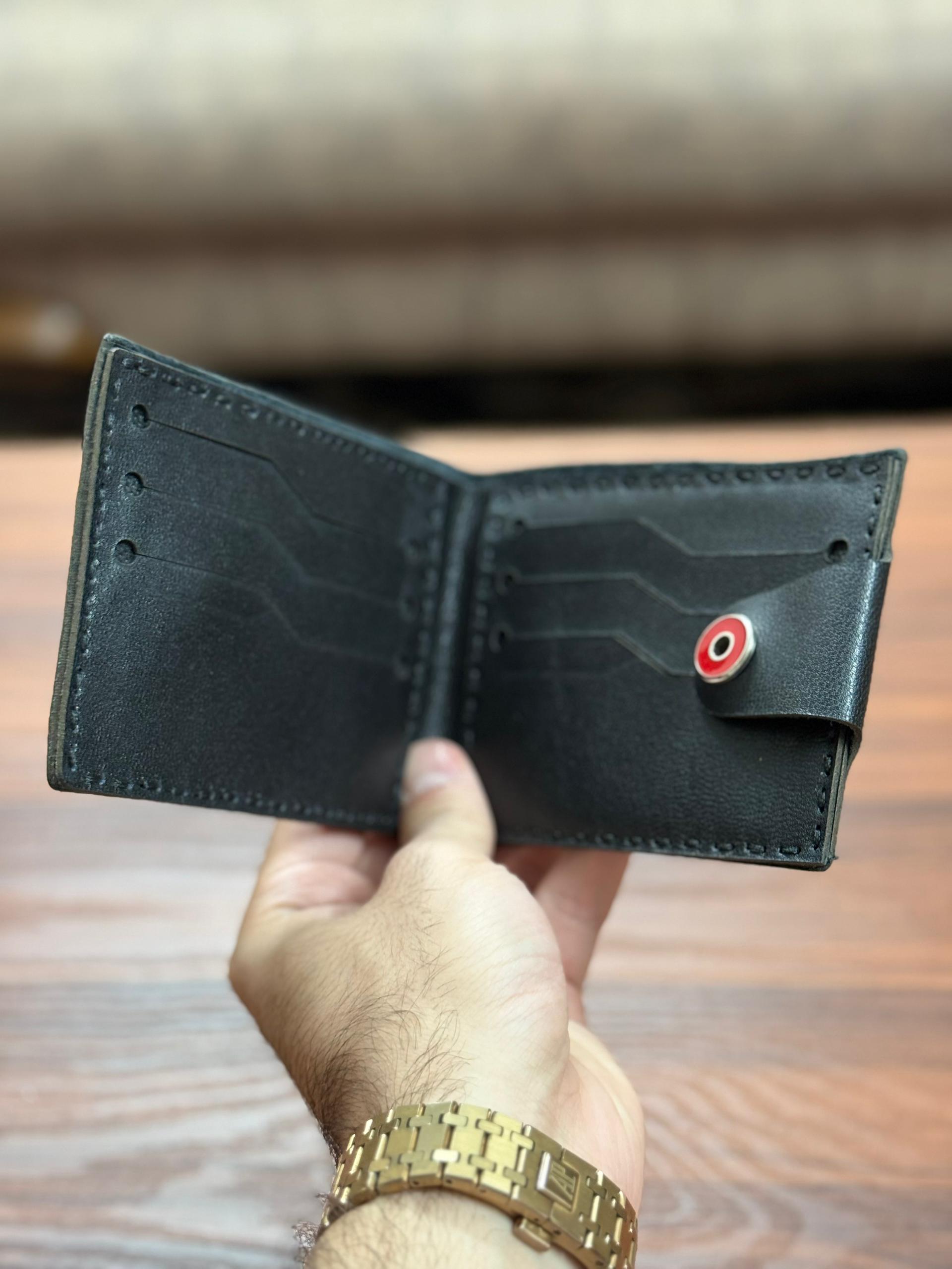 کیف پول چرم طبیعی دست ساز کد 1041