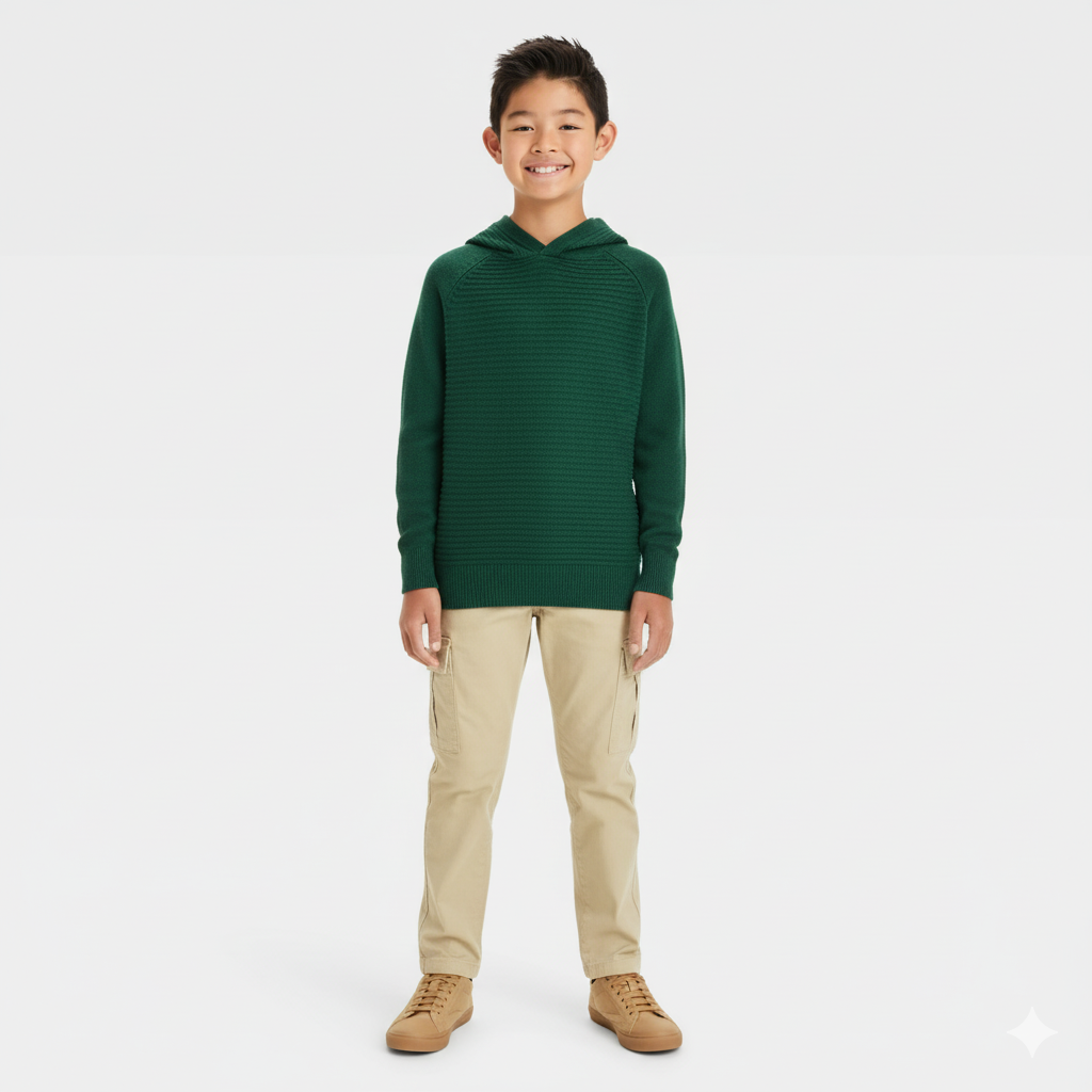 بافت کلاه دار پسرانه 29137 سایز 4 تا 18 سال کد 1 مارک Cat&Jack