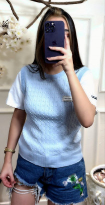 بلوز بافت طرح دو تیکه زنانه کد 418596