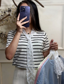 بلوز بافت استین کوتاه برجسته زنانه کد 418604