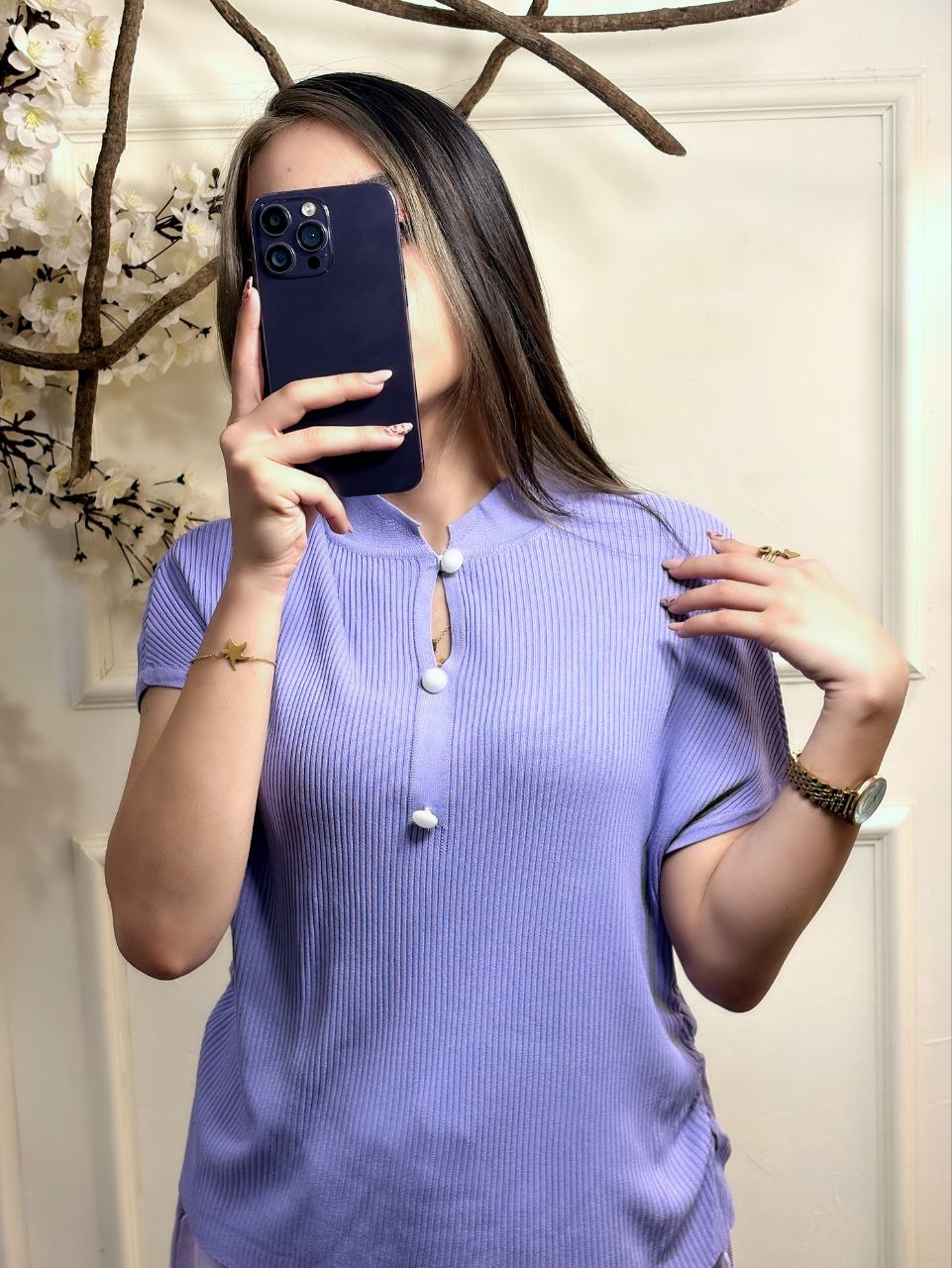 تاپ کریستال آستین کوتاه زنانه کد 418605