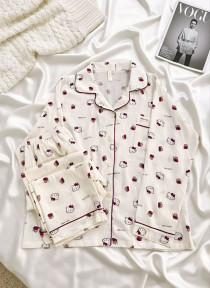 ست دو تیکه موسیلین نخی آستین بلند زنانه کد 418638