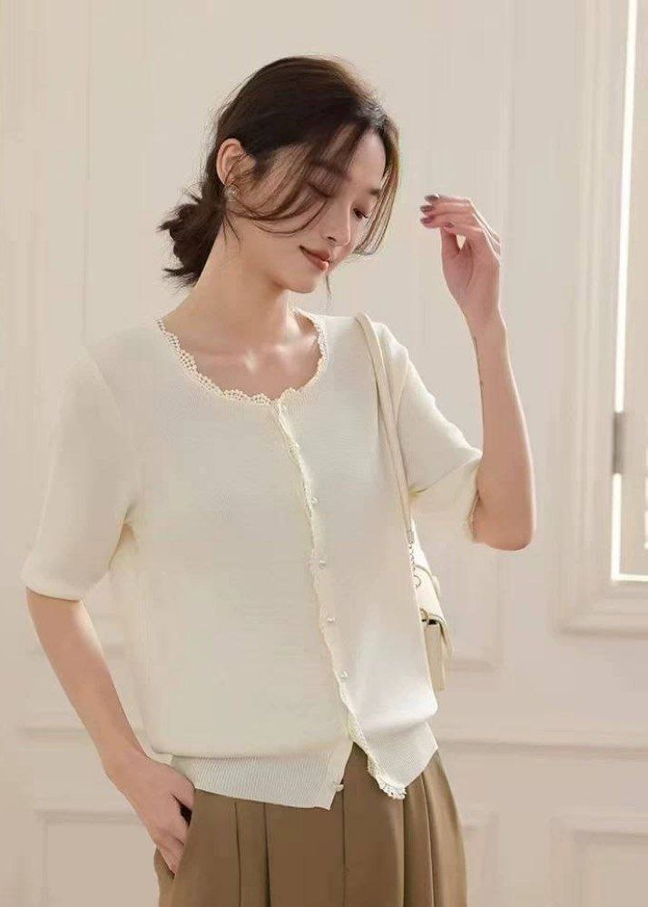 بلوز بافت کریستال آستین کوتاه زنانه کد 418650