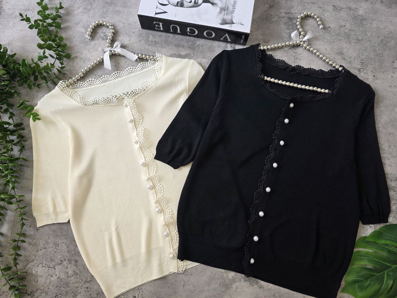 بلوز بافت کریستال آستین کوتاه زنانه کد 418650