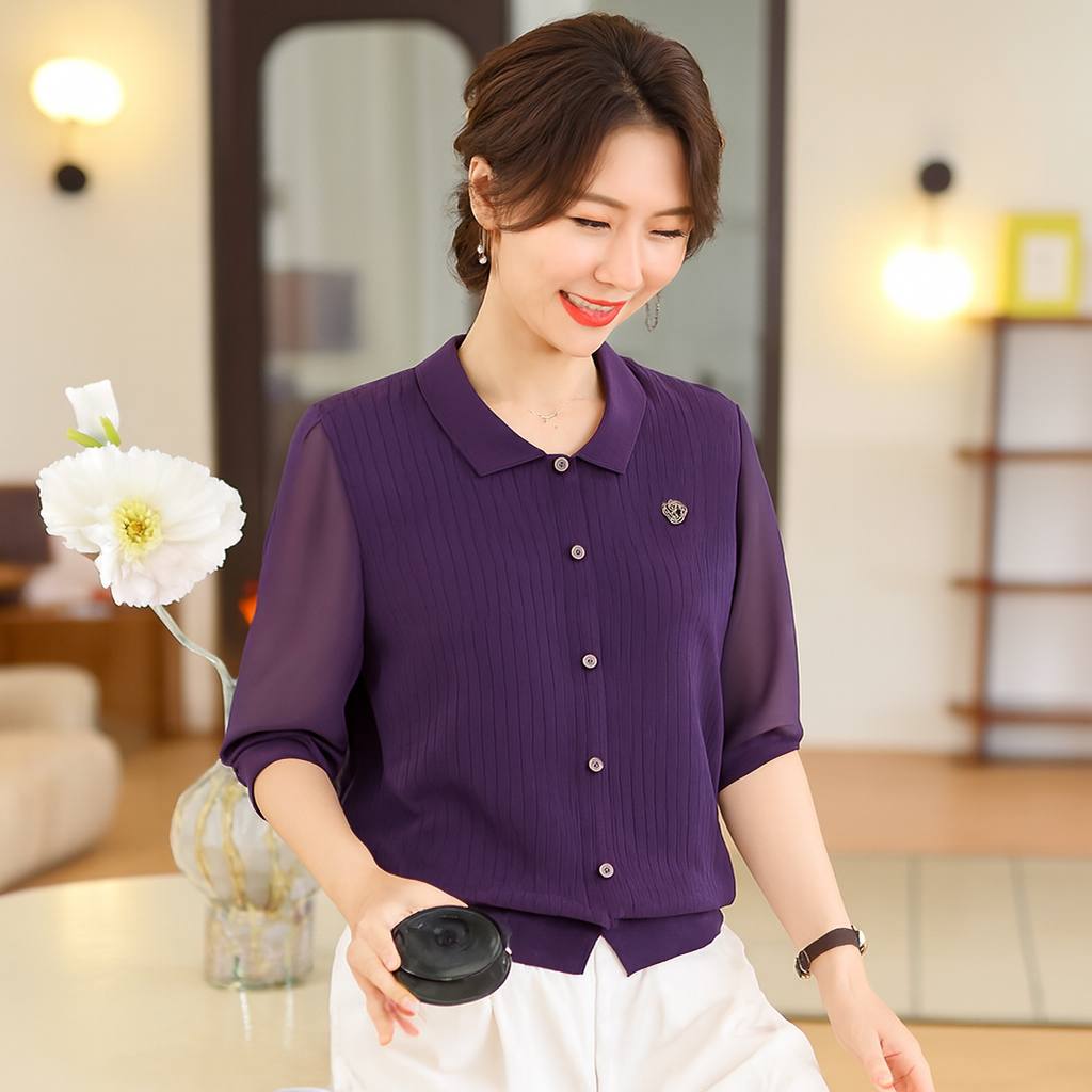 بلوز بافت آستین سه ربع زنانه کد 418655