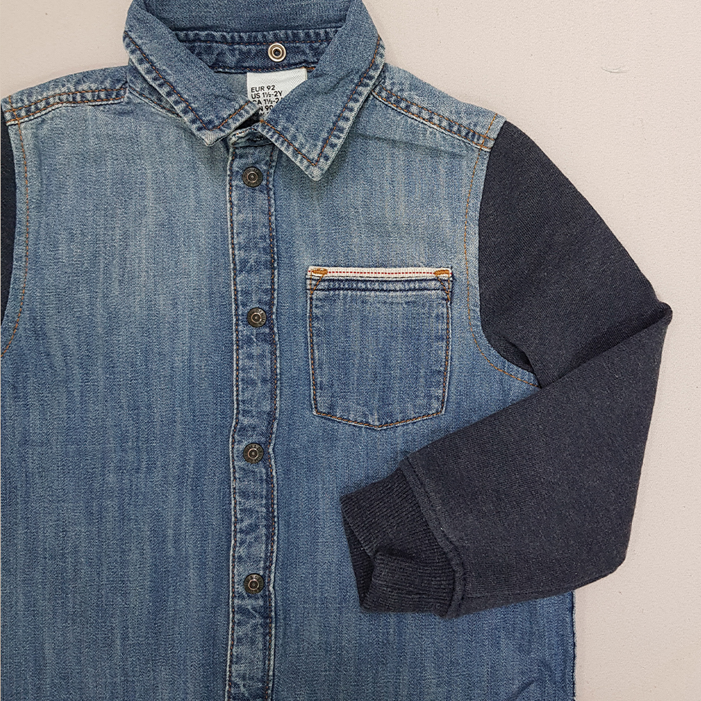 پیراهن جینز پسرانه 29447 سایز 1.5 تا 10 سال مارک H&M