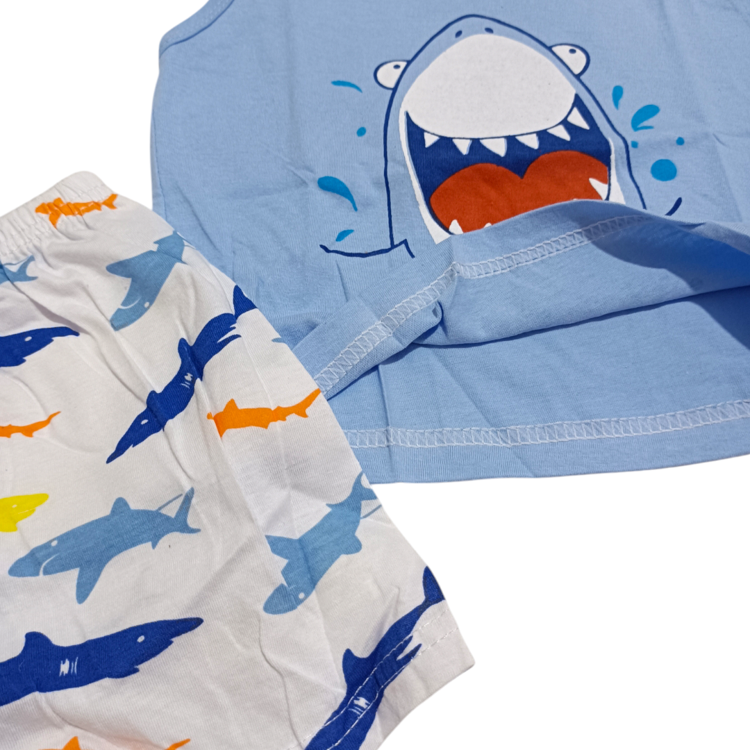 ست شورت و رکابی وارداتی طرح کوسه کد 2205654