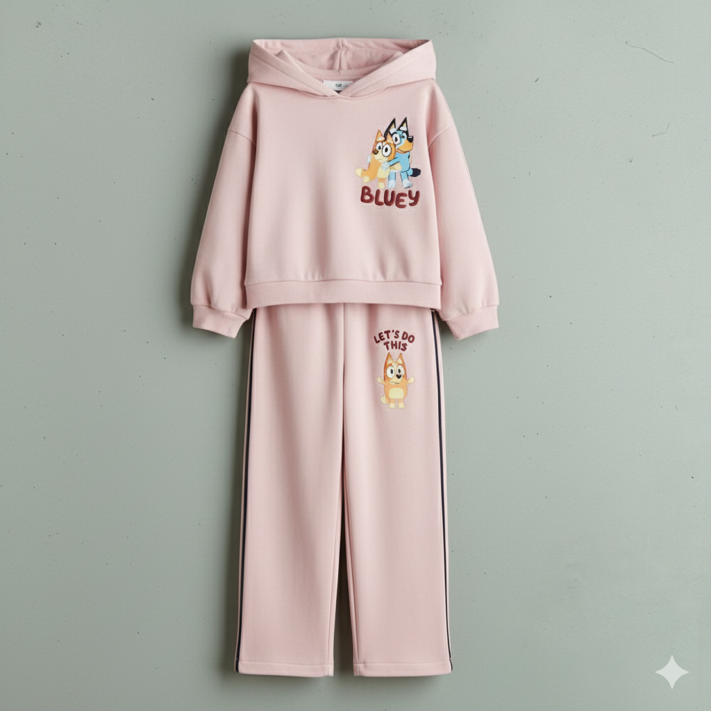 ست هودی و شلوار دخترانه 29603 سایز 2 تا 10 سال کد 1 مارک H&M