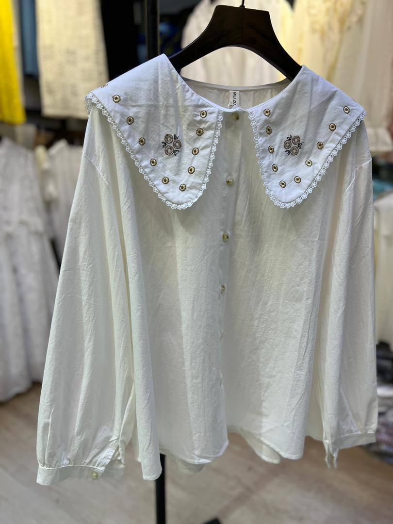 شومیز نخ کتان زنانه کد 418724