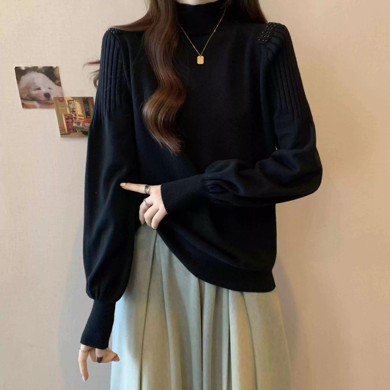 بلوز بافت قواره دار مروارید کار شده زنانه کد 418729