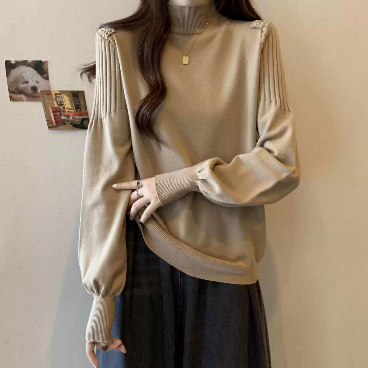 بلوز بافت قواره دار مروارید کار شده زنانه کد 418729