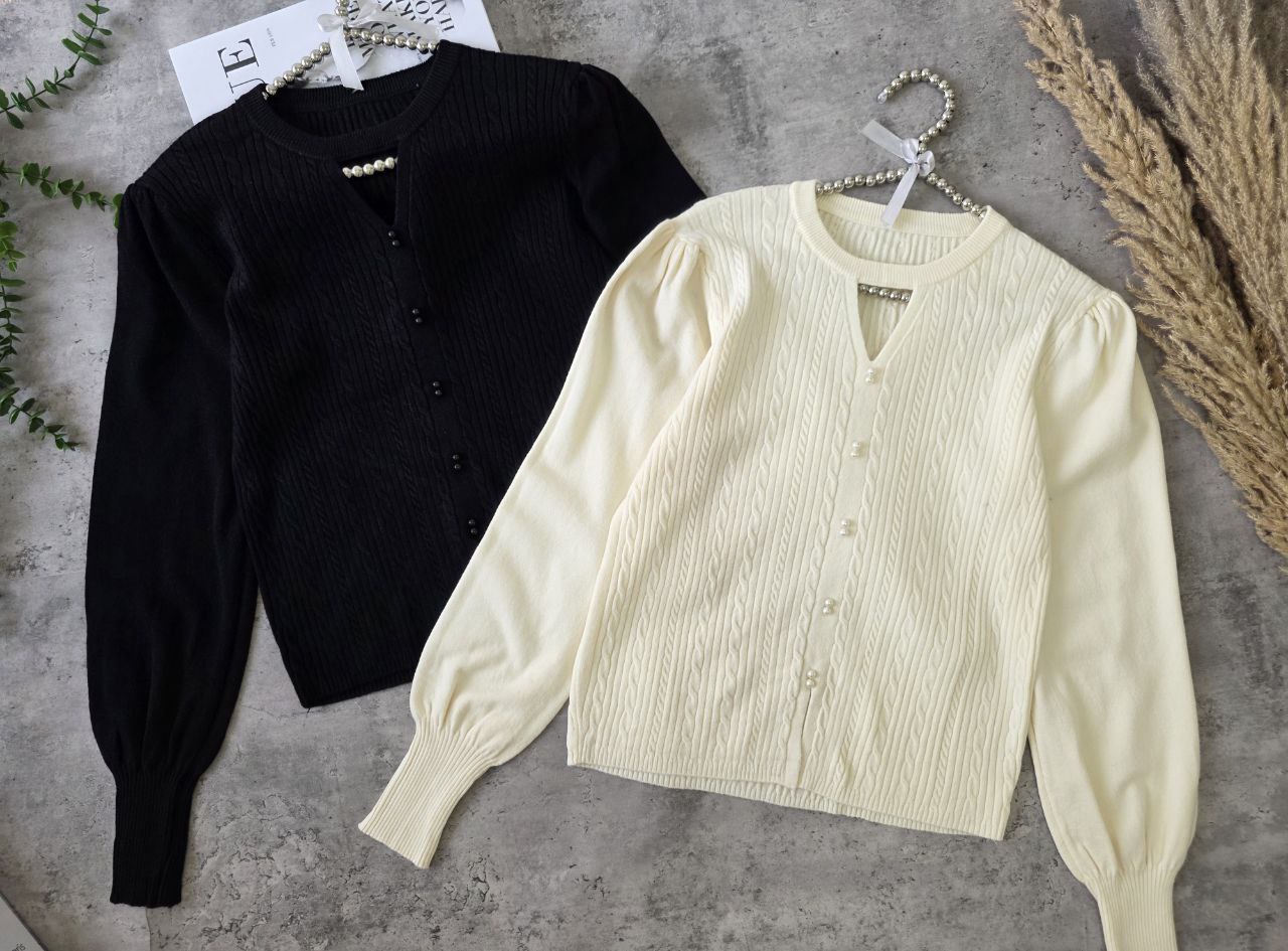 بلوز بافت مروارید کار شده زنانه کد 418730