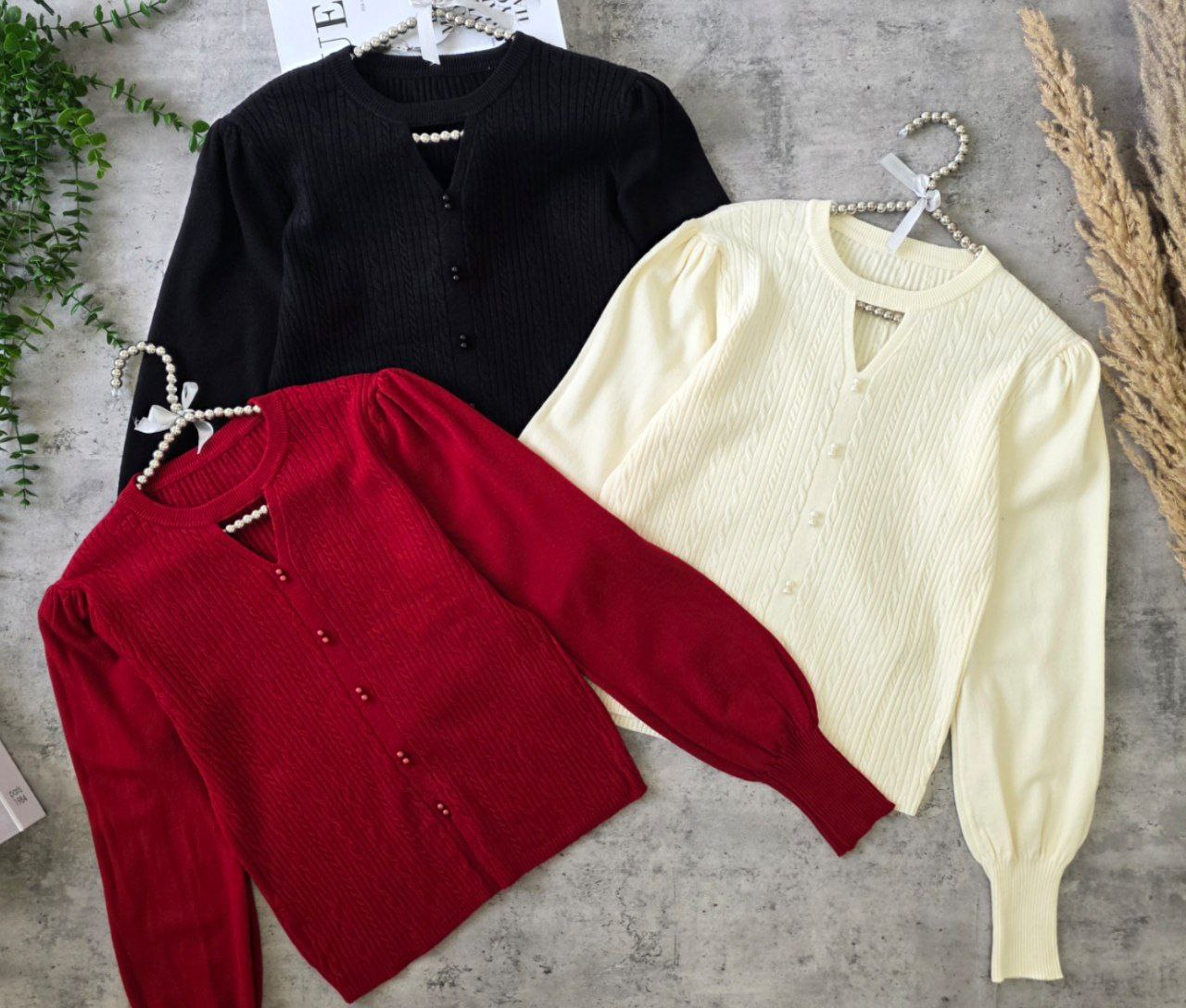 بلوز بافت مروارید کار شده زنانه کد 418730