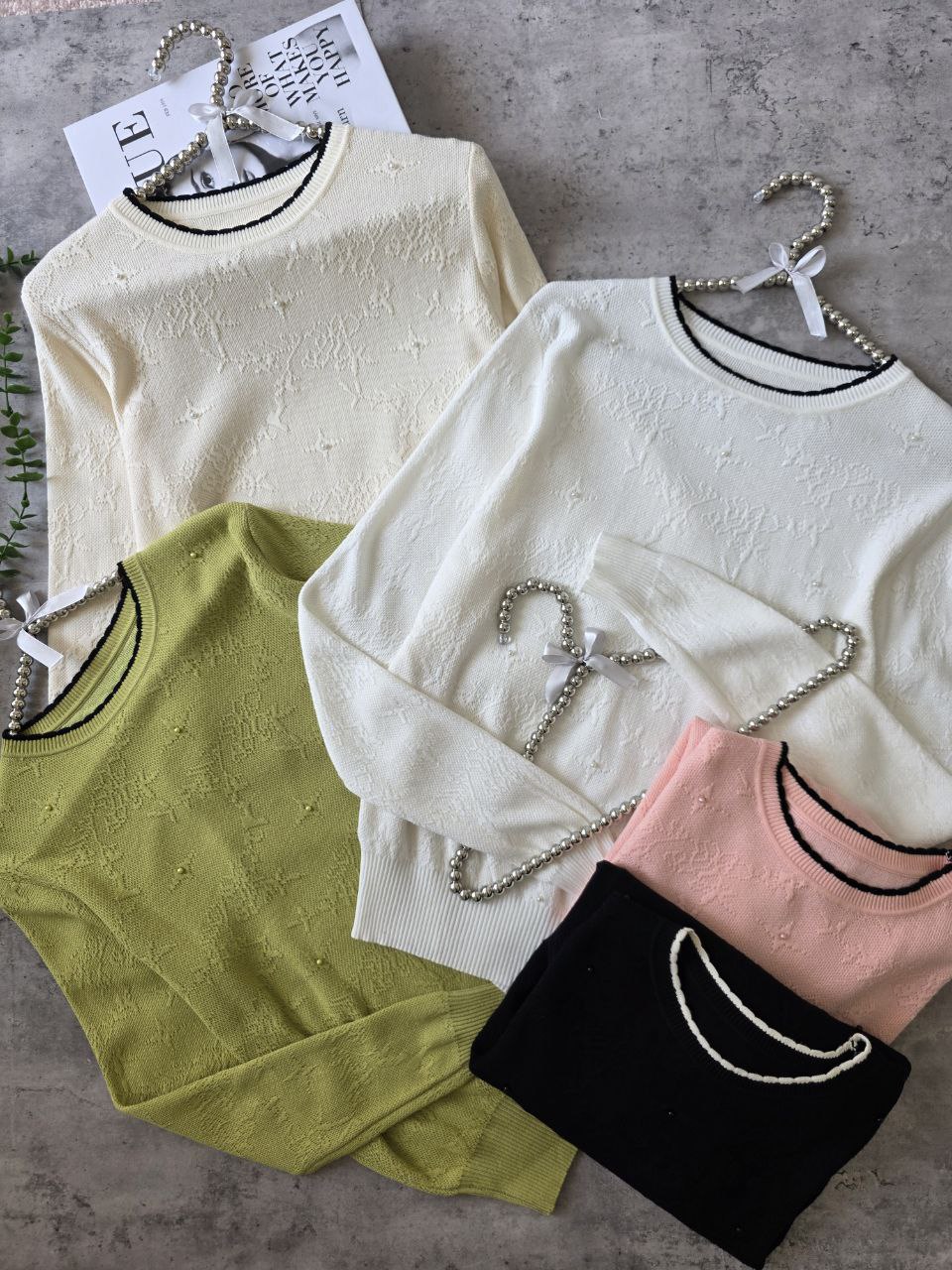 بلوز بافت برجسته مجلسی زنانه کد 418754