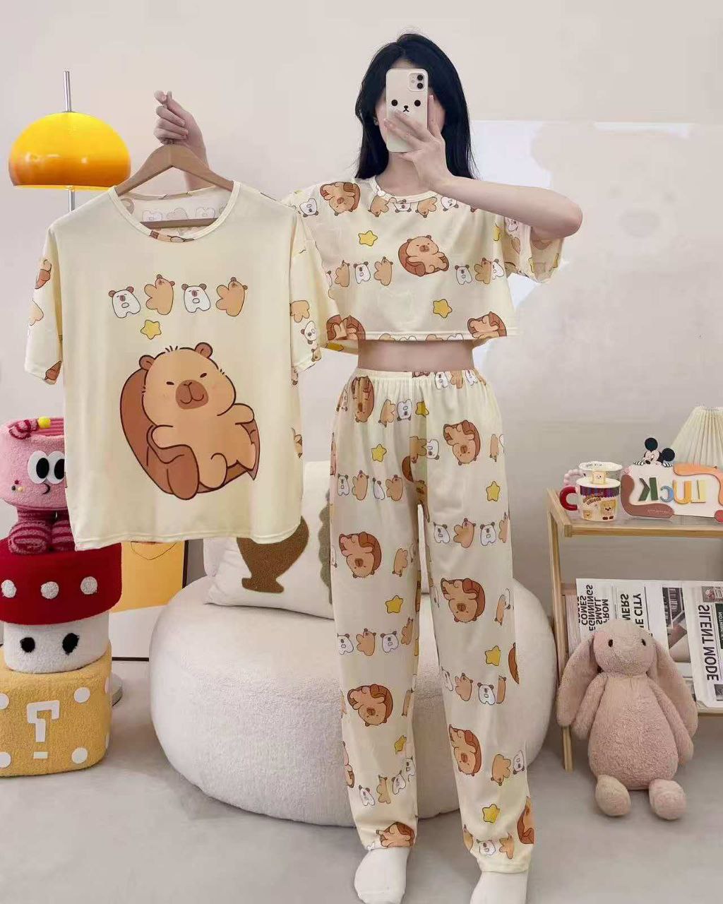 ست سه تیکه تیشرت کراپ شلوار دخترانه کد 418766