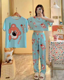 ست سه تیکه تیشرت کراپ شلوار دخترانه کد 418767