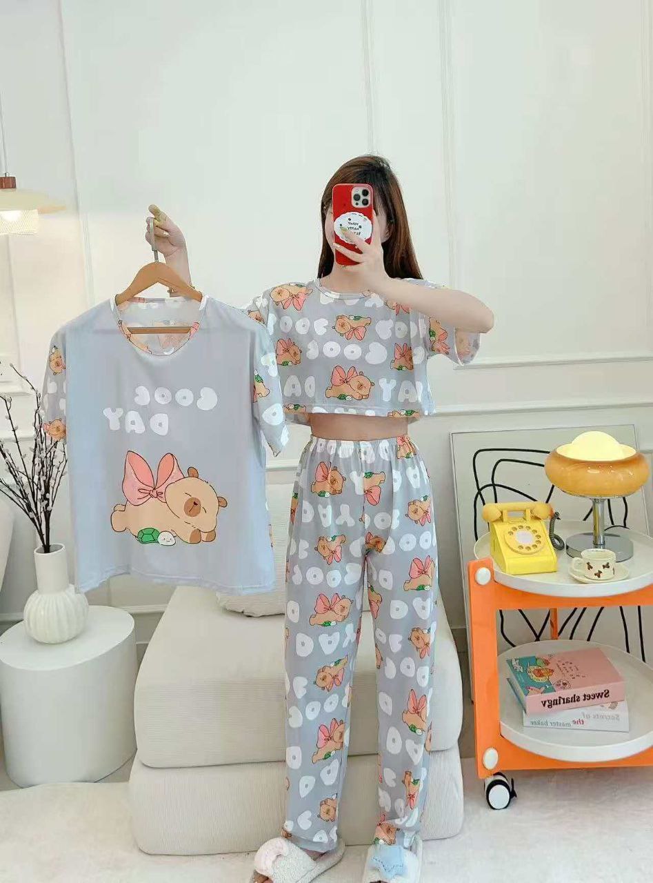 ست سه تیکه تیشرت کراپ شلوار دخترانه کد 418769