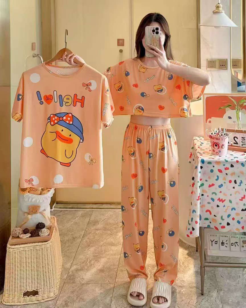 ست سه تیکه تیشرت کراپ شلوار دخترانه کد 418775