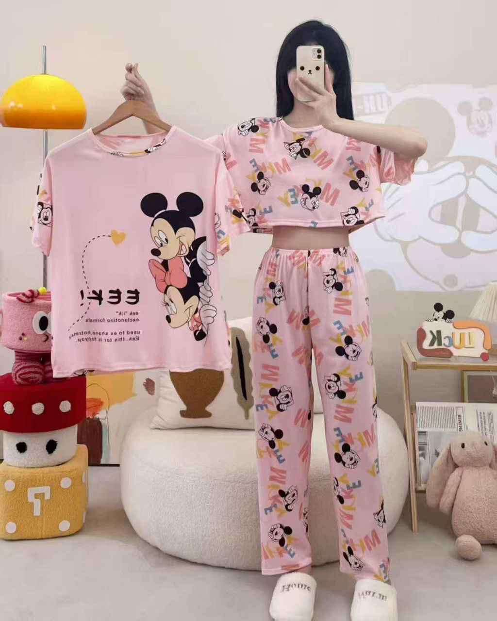 ست سه تیکه تیشرت کراپ شلوار دخترانه کد 418780