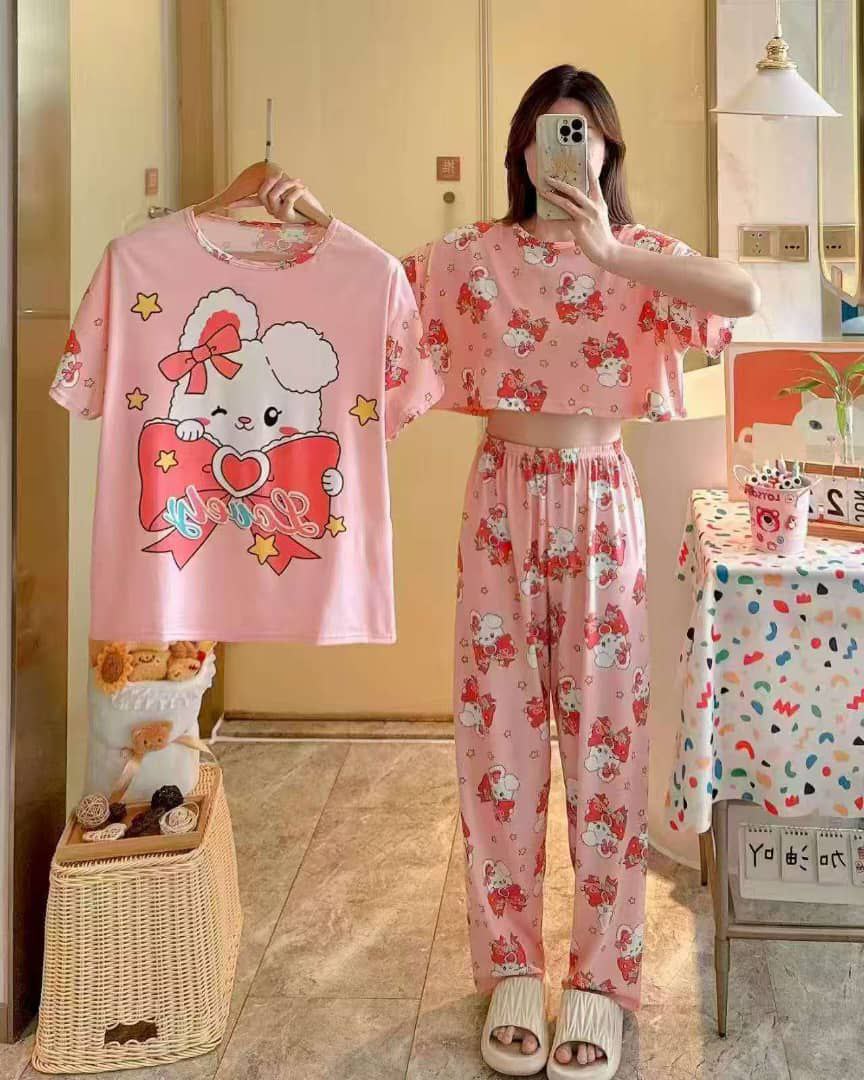 ست سه تیکه تیشرت کراپ شلوار دخترانه کد 418782