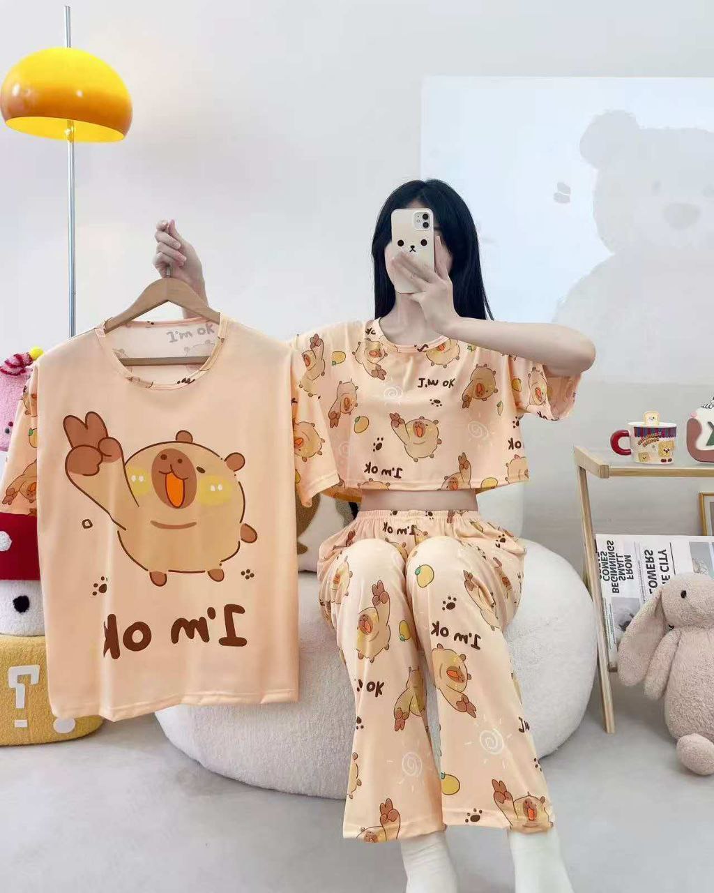 ست سه تیکه تیشرت کراپ شلوار دخترانه کد 418783